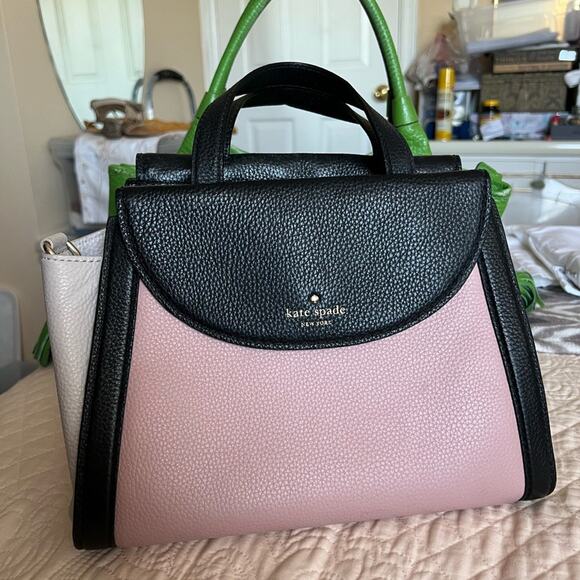 KATE SPADE Satchel Purse Pink Black HandBag Purse - Picture 1 of 5